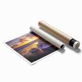 Stunning rolled landscape print showcasing serene beach scenery with gentle waves and soft sandy shores, ideal for home decor and coastal-themed interiors.
