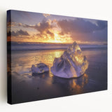 Stretched canvas artwork depicting a serene beach landscape with vibrant colors, capturing the essence of coastal tranquility and nature’s beauty. Perfect for home decor.