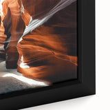Framed landscape canvas artwork showcasing vibrant canyon scenery with rich earth tones and intricate details, ideal for home decor or nature enthusiasts.