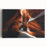 Stretched canvas artwork displaying a vibrant landscape of canyons, highlighting rich earthy tones and intricate details, perfect for enhancing home decor.