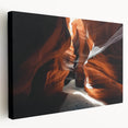 Vibrant landscape canvas depicting dramatic canyons with rich earth tones, showcasing intricate textures and depth, perfect for enhancing modern home decor.