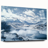 Vibrant acrylic landscape artwork depicting a serene countryside scene with rich colors and intricate details, displayed in a side view without pins for a sleek presentation.