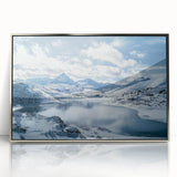 Framed acrylic artwork of a serene countryside landscape, showcasing lush green fields and rolling hills under a bright blue sky, perfect for home decor.