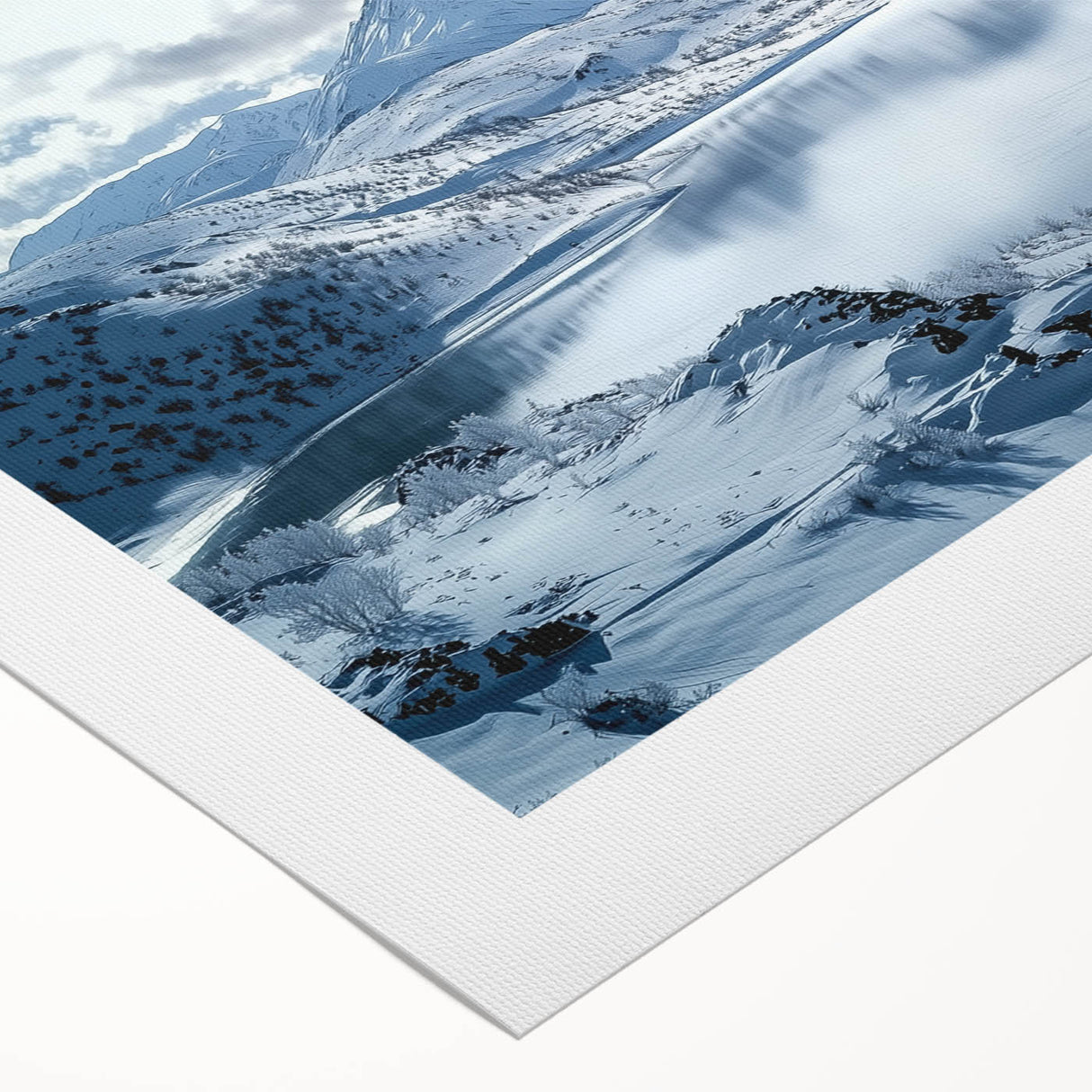 Scenic rolled canvas artwork depicting a vibrant countryside landscape with lush green hills and a clear blue sky, beautifully packaged in a protective cardboard tube.