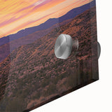 Close-up of a vibrant desert landscape acrylic glass artwork showcasing rich sandy hues, intricate textures, and layered details, perfect for modern decor.