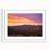 Desert landscape framed artwork featuring a white mat, showcasing vibrant colors and intricate details, perfect for home decor or office settings. This piece adds a serene touch to any space with its stunning natural scenery.
