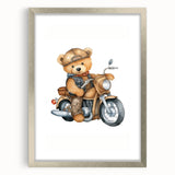 Adventure Teddy on a Motorcycle – Boys Room Wall Art