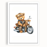 Adventure Teddy on a Motorcycle – Boys Room Wall Art