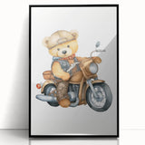 Adventure Teddy on a Motorcycle – Boys Room Wall Art