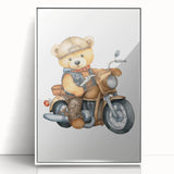 Adventure Teddy on a Motorcycle – Boys Room Wall Art