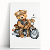 Adventure Teddy on a Motorcycle – Boys Room Wall Art