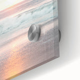 Large abstract wall art on acrylic glass depicting vibrant summer hues, ideal for dining room ambiance.