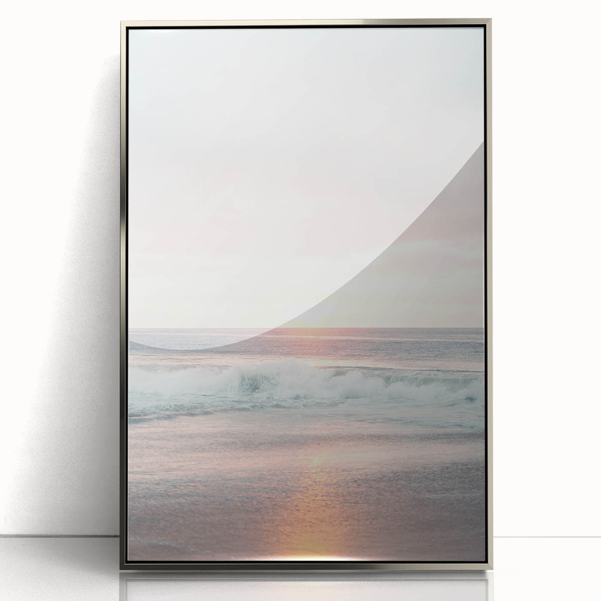 Mid-century modernist art depicting summer season in vibrant colors on a framed acrylic, ideal for nursery wall decor.