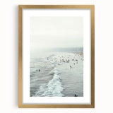 Extra large abstract art print with textured design in gold and white tones on a framed canvas.