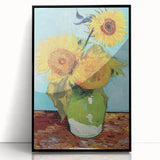 Large abstract wall art print on acrylic, featuring swirling blue and yellow tones in a mid-century modernist style.