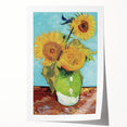 Extra large rolled canvas print depicting Van Gogh-inspired floral art in vibrant colors.