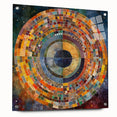 Abstract strokes wall art design displayed in a side view, featuring vibrant colors on acrylic glass, secured with pins for a modern aesthetic and contemporary home decor.