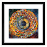 Abstract strokes wall art framed in black with a mat, showcasing vibrant colors and dynamic patterns, perfect for modern home decor. Ideal for adding a stylish touch to living spaces or offices.