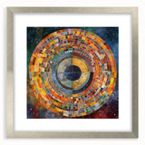 Abstract wall art featuring vibrant strokes in a silver frame with a mat, perfect for modern home decor. Ideal for adding color and elegance to any space.