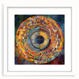 Abstract wall art featuring colorful strokes in a white frame with a mat, ideal for modern decor. Perfect for enhancing living spaces with a vibrant touch.