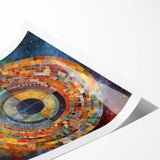 Abstract strokes wall art print showcasing vibrant blue, yellow, and pink colors, ideal for modern home decor. Perfect for adding a contemporary touch to any space.