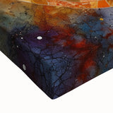 Close-up of an abstract strokes wall art on stretched canvas, showcasing vibrant colors and dynamic brushwork, perfect for modern home decor.