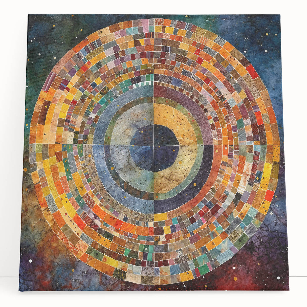 Abstract strokes wall art featuring vibrant blue, orange, and yellow colors on a stretched canvas. Perfect for modern home decor, adding a splash of creativity.