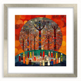 Abstract strokes wall art framed in silver, showcasing vibrant colors and dynamic patterns, perfect for modern home decor and artistic interiors.