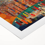 Abstract strokes wall art on rolled canvas, showcasing vibrant colors and fluid designs, perfect for modern home decor. Packaged securely in a cardboard tube.