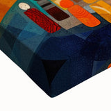 Close-up view of abstract strokes wall art on stretched canvas, showcasing vibrant colors and intricate textures, perfect for modern home decor.