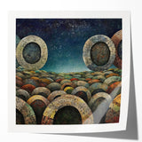 Abstract strokes wall art print showcasing vibrant colors and dynamic shapes, ideal for modern home decor. Glossy finish enhances visual appeal.