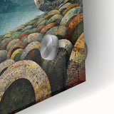 Close-up of abstract strokes wall art printed on acrylic glass, showcasing vibrant colors and fluid patterns, perfect for modern home decor and artistic expression.