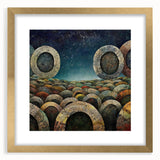 Abstract strokes wall art featuring bold gold and black designs in a sleek frame with a mat, ideal for modern home decor and artistic ambiance.