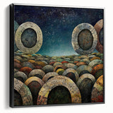 Framed canvas wall art showcasing an abstract design with vibrant strokes in black and gold, displayed from a side view, perfect for modern decor.