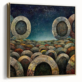 Framed canvas wall art featuring abstract strokes in silver and gold hues, set against a neutral background, adding elegance to modern decor. Ideal for contemporary interiors.