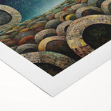 Abstract strokes wall art on rolled canvas showcasing vibrant colors and dynamic patterns, perfect for modern home decor or artistic inspiration.