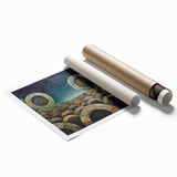 Abstract wall art print featuring vibrant, colorful strokes in blue, yellow, and pink, designed to enhance modern decor. Ideal for home or office styling.