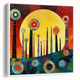 Framed canvas wall art displaying a modern abstract design with colorful strokes on a white background, viewed from the side, perfect for contemporary home decor.