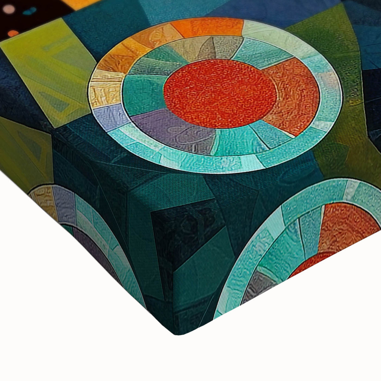 Close-up of abstract strokes wall art on stretched canvas, showcasing vibrant colors and dynamic brushwork, perfect for modern home decor.