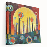 Stretched canvas wall art showcasing vibrant abstract strokes in bold colors, designed to enhance modern interiors with a contemporary aesthetic.