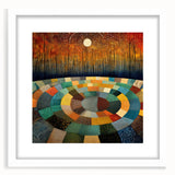 Abstract strokes wall art in a white frame with a mat, showcasing vibrant colors and dynamic patterns, perfect for modern home decor. Ideal for adding a contemporary touch to any room.