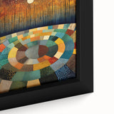 Close-up of framed abstract strokes wall art on canvas, showcasing vibrant colors and intricate textures, perfect for modern home decor.