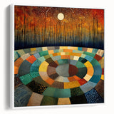 Framed canvas wall art displaying an abstract design with colorful strokes in shades of blue, pink, and yellow, set against a white background, ideal for contemporary decor.