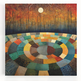 Abstract wall art featuring vibrant strokes of blue, green, and orange on a stretched canvas, ideal for modern home decor. This piece adds a lively touch to any room with its dynamic design and bold colors.