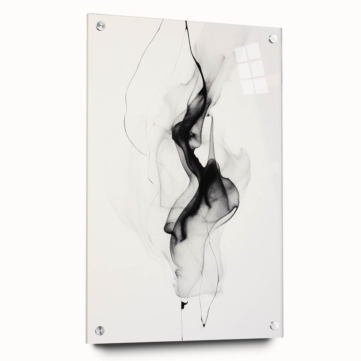 Abstract strokes wall art design displayed in a side view, featuring vibrant colors and unique textures, mounted with pins for an artistic touch. This acrylic glass artwork adds a modern flair to any decor.