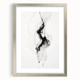 Abstract wall art featuring colorful strokes in shades of blue, pink, and gold, framed with a sleek silver mat, perfect for modern home decor or office spaces.