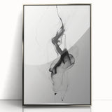 Framed abstract wall art featuring vibrant silver and blue strokes on a sleek acrylic surface, perfect for modern home decor and contemporary settings.