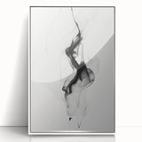 Framed abstract strokes wall art showcasing a blend of soft white and beige tones, offering a modern aesthetic for home decor, displayed from the front view.