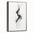 Framed abstract strokes wall art in black tones, showcasing a modern design with dynamic brushwork, perfect for contemporary home decor, viewed from the side.