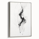 Framed abstract strokes wall art in silver, showcasing dynamic brushwork and vibrant colors, ideal for modern home decor. Side view highlights its elegant design and framing.